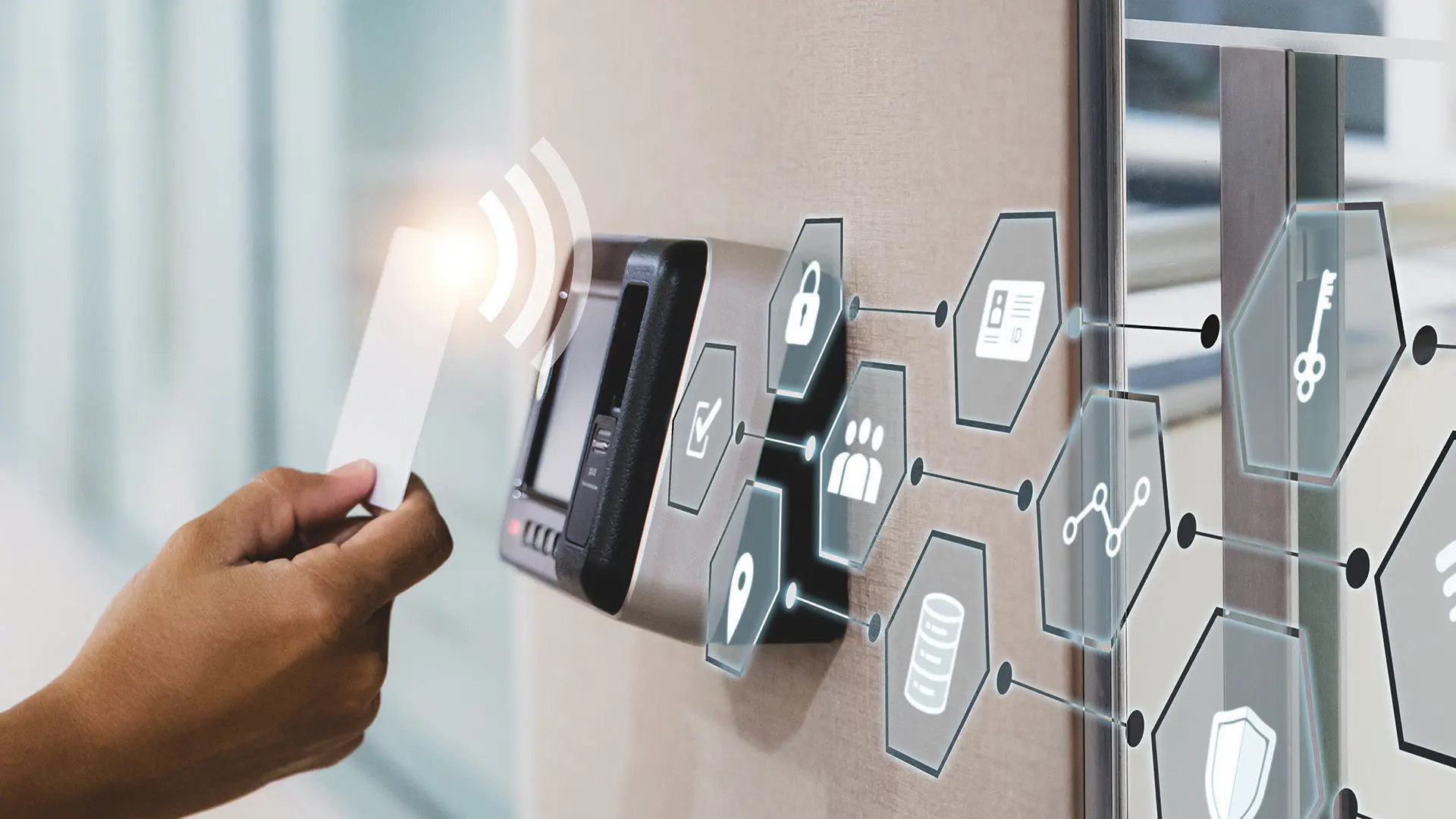 Access control card reader on a door